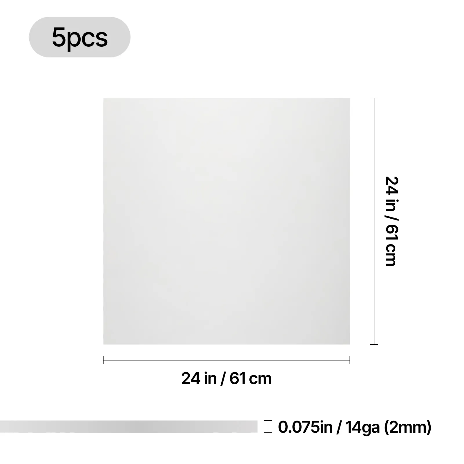 620 × 610 × 2 mm 1060 Aluminum Alloy Sheet (5pcs) - Image 3