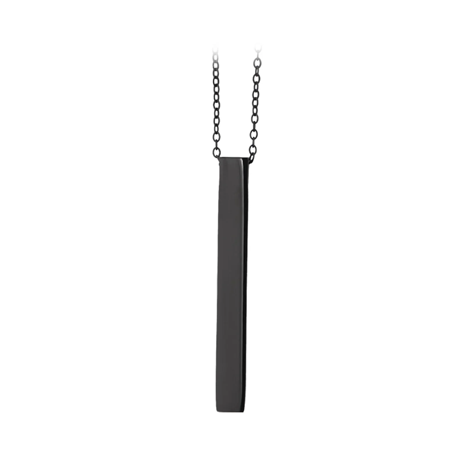 Black Stainless Steel Vertical Bar Necklace (6pcs)