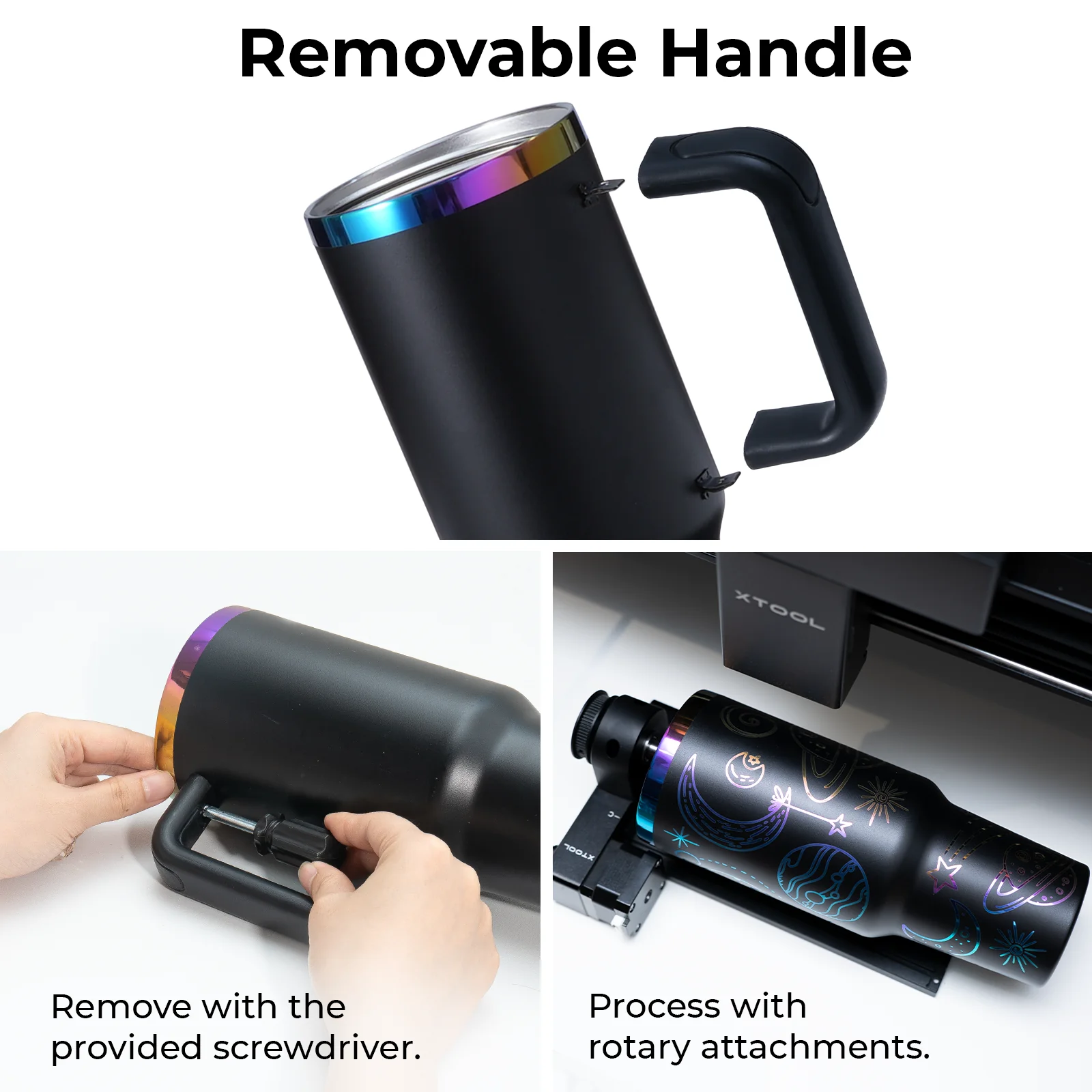 Purple to Gold Stainless Steel Tumbler with Removable Handle (40oz) - Image 6